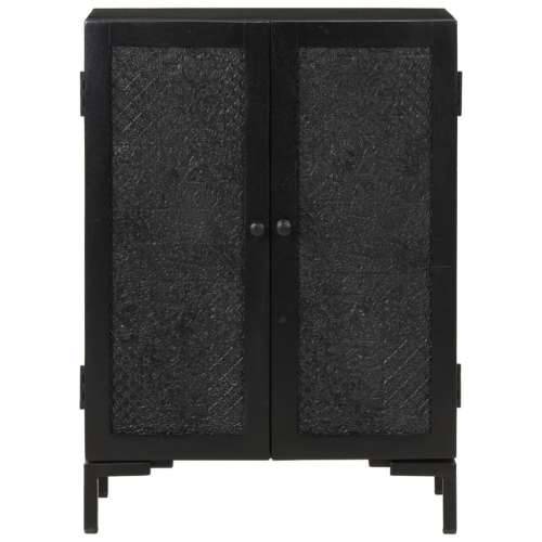 Komoda crna 55 x 30 x 77 cm od masivnog drva manga i željeza Crna 55 x 30 x 77 cm 1 Cijena
