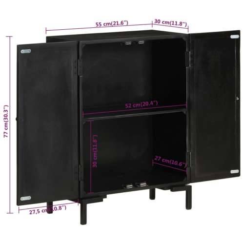 Komoda crna 55 x 30 x 77 cm od masivnog drva manga i željeza Crna 55 x 30 x 77 cm 1 Cijena