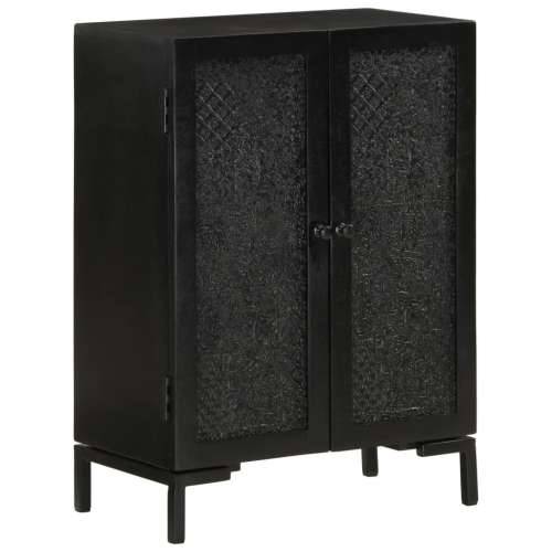 Komoda crna 55 x 30 x 77 cm od masivnog drva manga i željeza Crna 55 x 30 x 77 cm 1 Cijena