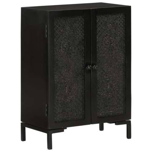 Komoda crna 55 x 30 x 77 cm od masivnog drva manga i željeza Crna 55 x 30 x 77 cm 1 Cijena