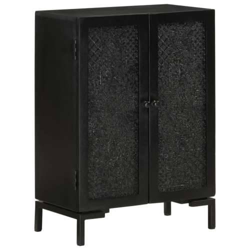 Komoda crna 55 x 30 x 77 cm od masivnog drva manga i željeza Crna 55 x 30 x 77 cm 1 Cijena