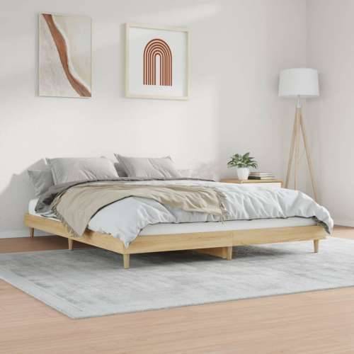 Okvir za krevet boja hrasta 180x200 cm konstruirano drvo Cijena