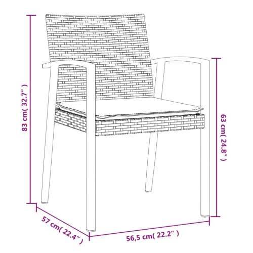 Vrtne stolice s jastucima 4 kom crne 56,5x57x83 cm poliratan - Crna 4 Cijena