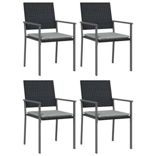 Vrtne stolice s jastucima 4 kom crne 54x62,5x89 cm poliratan Cijena