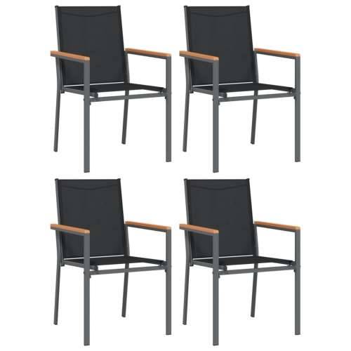 Vrtne stolice 4 kom crne 55 x 61,5 x 90 cm tekstilen i čelik Cijena
