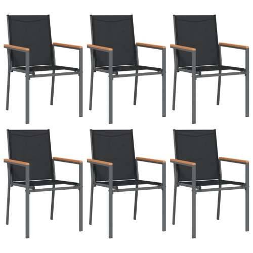 Vrtne stolice 6 kom crne 55 x 61,5 x 90 cm tekstilen i čelik Cijena