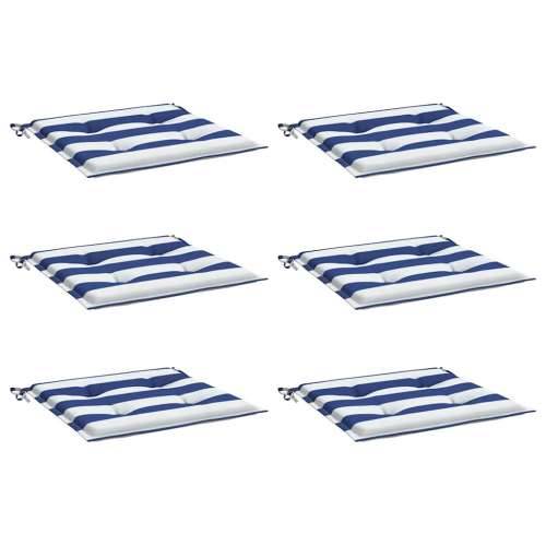 Jastuci za vrtne stolice 6 kom plavo-bijeli 50x50x4 cm tkanina - Plava i bijela 50 x 50 x 3 cm 6 Cijena
