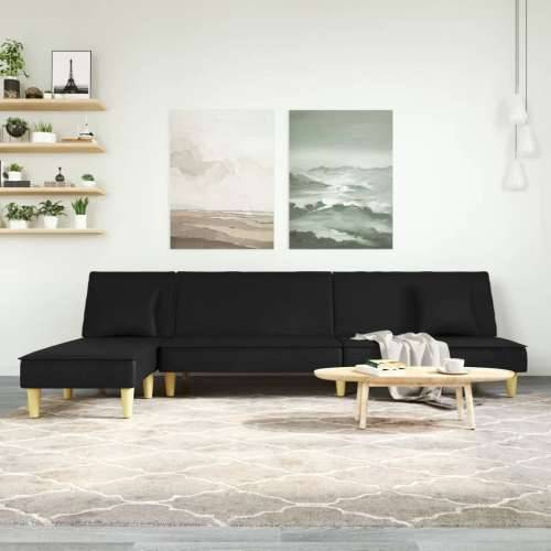 Kutna garnitura na razvlačenje crna 255x140x70 cm od tkanine - Crna Cijena