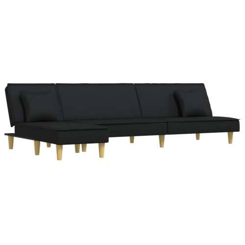 Kutna garnitura na razvlačenje crna 255x140x70 cm od tkanine - Crna Cijena