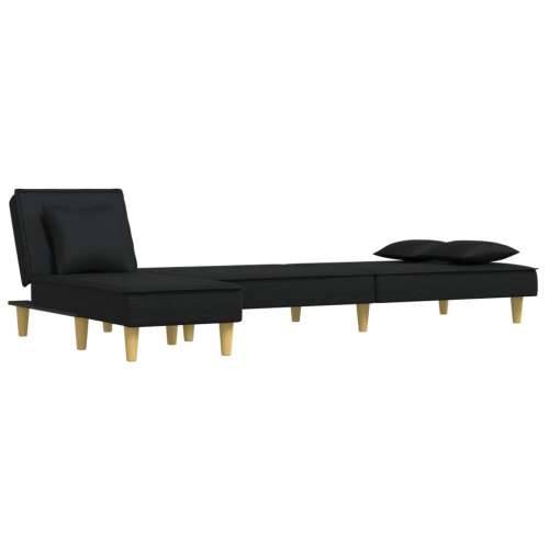 Kutna garnitura na razvlačenje crna 255x140x70 cm od tkanine - Crna Cijena