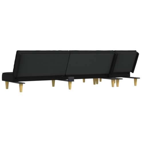 Kutna garnitura na razvlačenje crna 255x140x70 cm od tkanine - Crna Cijena