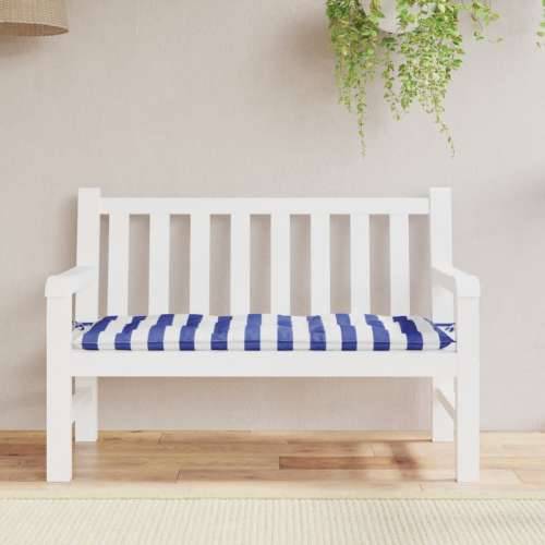 Jastuk za vrtnu klupu plavo-bijeli prugasti 120x50x7 cm tkanina
