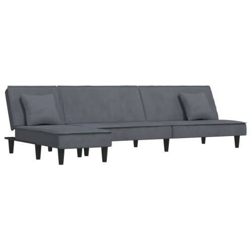 Kutna garnitura na razvlačenje tamnosiva 255x140x70 cm baršun - Tamno siva Cijena