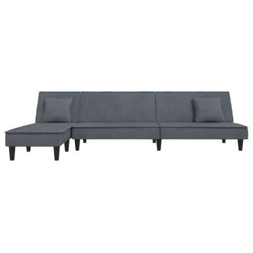 Kutna garnitura na razvlačenje tamnosiva 255x140x70 cm baršun - Tamno siva Cijena