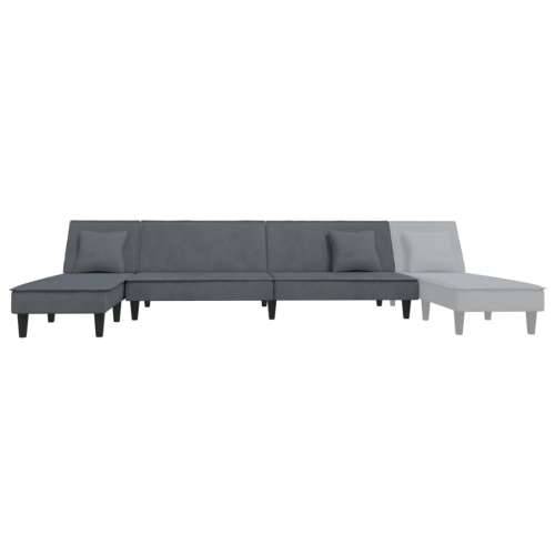 Kutna garnitura na razvlačenje tamnosiva 255x140x70 cm baršun - Tamno siva Cijena