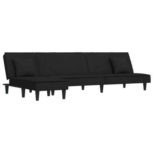 Kutna garnitura na razvlačenje crna 255x140x70 cm baršunasta - Crna Cijena