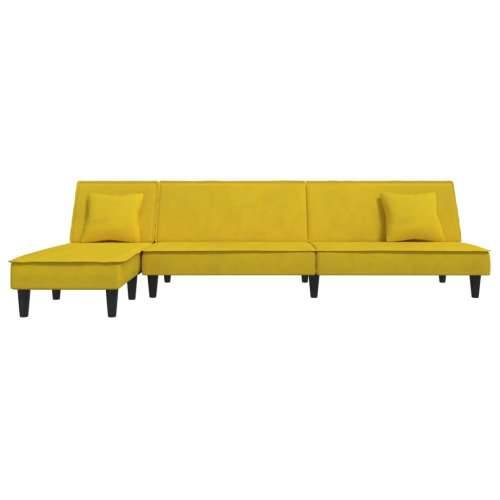 Kutna garnitura na razvlačenje žuta 255x140x70 cm baršunasta - Žuta Cijena