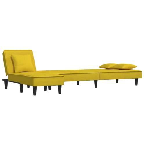 Kutna garnitura na razvlačenje žuta 255x140x70 cm baršunasta - Žuta Cijena