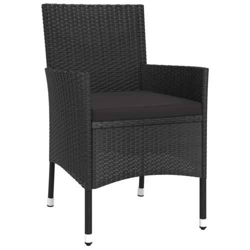 3-dijelni vrtni bistro set od poliratana s jastucima crni - Crna 2 Cijena