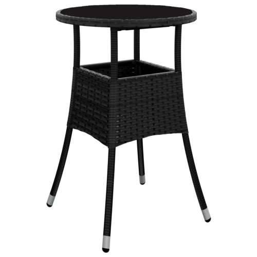 3-dijelni vrtni bistro set od poliratana s jastucima crni - Crna 2 Cijena