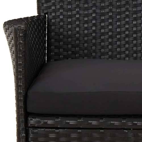 3-dijelni vrtni bistro set od poliratana s jastucima crni - Crna 2 Cijena