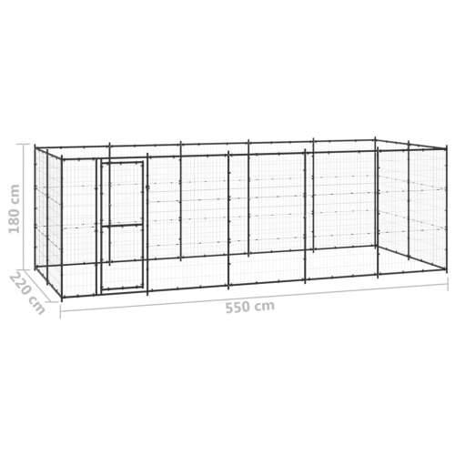 Vanjski kavez za pse čelični 12,1 m² - Crna 550 x 220 x 180 cm 1 Ne Cijena