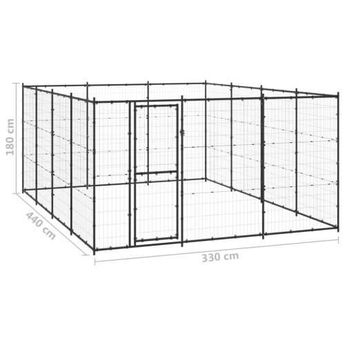 Vanjski kavez za pse čelični 14,52 m² - Crna 330 x 440 x 180 cm 1 Cijena