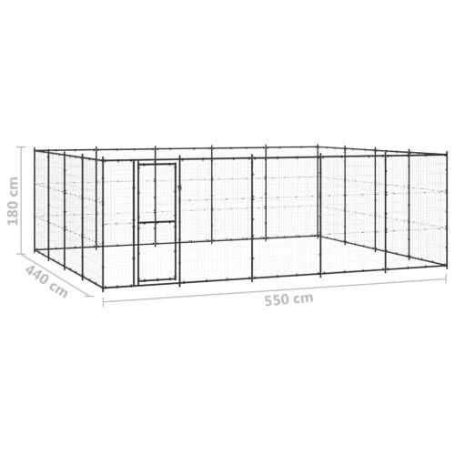 Vanjski kavez za pse čelični 24,2 m² - Crna 550 x 440 x 180 cm 1 Cijena