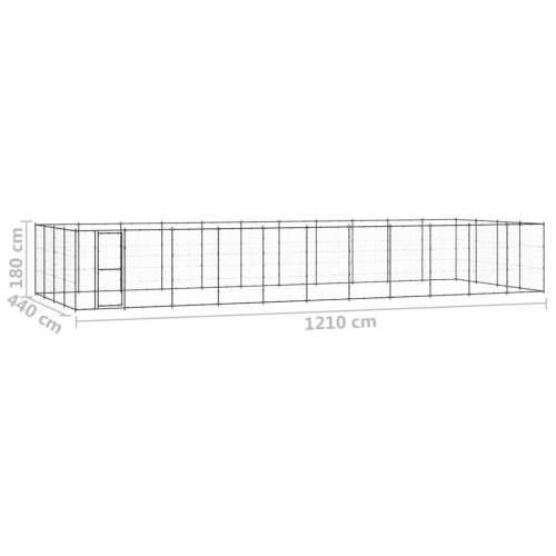 Vanjski kavez za pse čelični 53,24 m² - Crna 1210 x 440 x 180 cm 1 Cijena