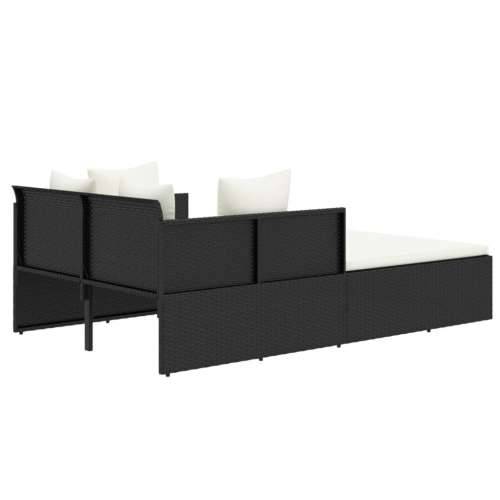 Ležaj za sunčanje s jastucima crni 182 x 118 x 63 cm poliratan - Crna Cijena