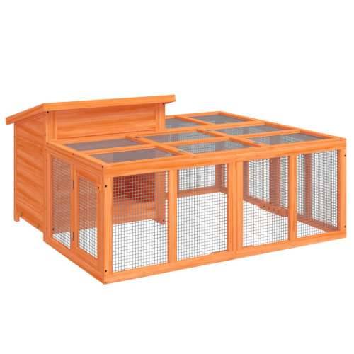 Kavez za zečeve smeđi 144 x 123 x 67,5 cm od masivne borovine - Smeđa Cijena
