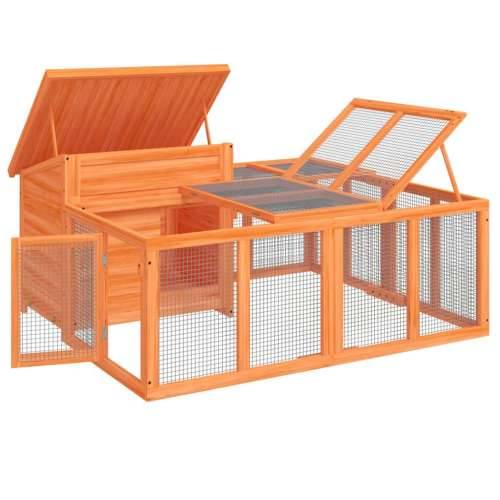 Kavez za zečeve smeđi 144 x 123 x 67,5 cm od masivne borovine - Smeđa Cijena