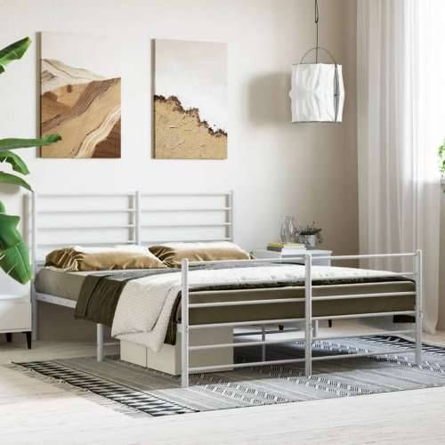 Metalni okvir kreveta uzglavlje i podnožje bijeli 120x190 cm - Bijela 120 x 190 cm s uzglavljem i podnožjem Cijena