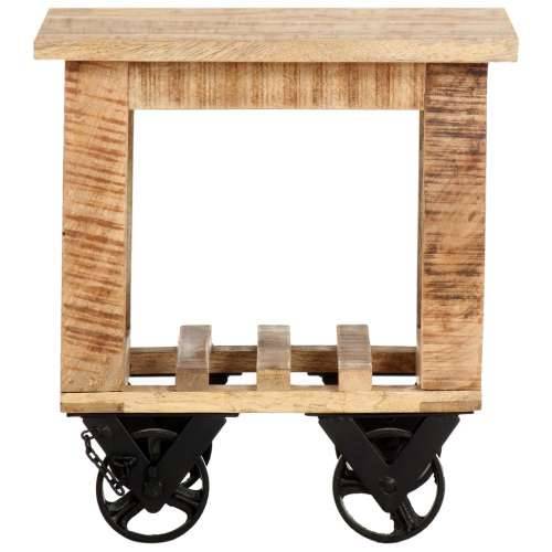 Bočni stolić s kotačima 40 x 40 x 42 cm od grubog drva manga - 1 rough mango wood with a natural finish Cijena