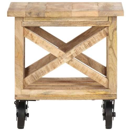 Bočni stolić s kotačima 40 x 40 x 42 cm od grubog drva manga - 1 rough mango wood with a natural finish Cijena