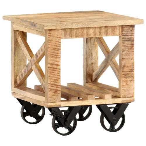 Bočni stolić s kotačima 40 x 40 x 42 cm od grubog drva manga - 1 rough mango wood with a natural finish Cijena
