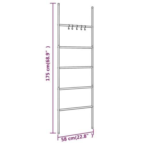 Ljestve za ručnike s 5 razina crne 58 x 175 cm željezne Cijena