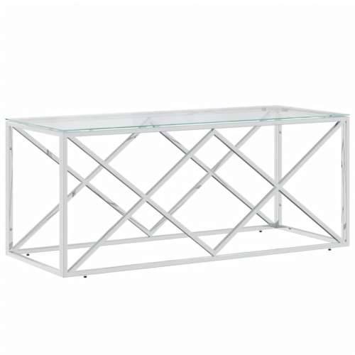 Stolić za kavu 110 x 45 x 45 cm od nehrđajućeg čelika i stakla - Srebrno 1 Stakl Cijena