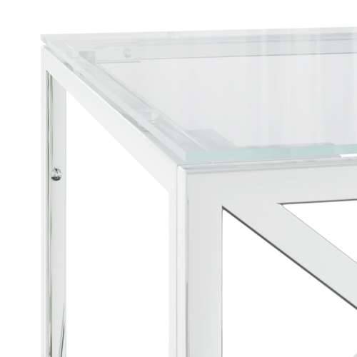 Stolić za kavu 110 x 45 x 45 cm od nehrđajućeg čelika i stakla - Srebrno 1 Stakl Cijena