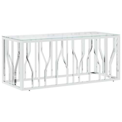 Stolić za kavu 110 x 45 x 45 cm od nehrđajućeg čelika i stakla - Srebrno 1 Stakl Cijena