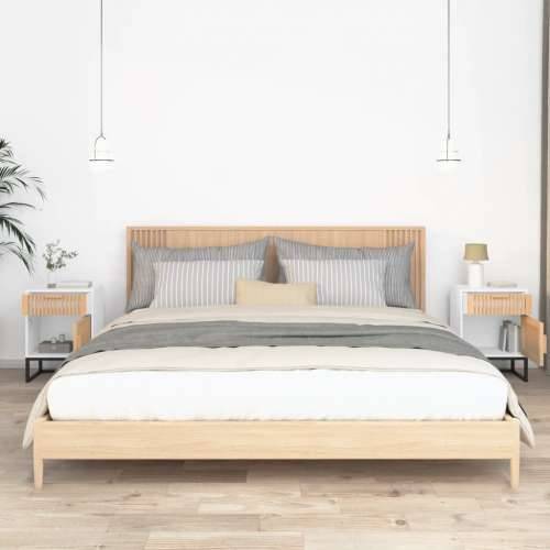 Noćni ormarići 2 kom bijeli 40 x 30 x 55,5 cm od drva i željeza - Bijela 2 Cijena