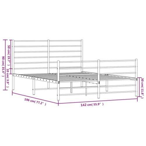 Metalni okvir kreveta uzglavlje i podnožje crni 135x190 cm Cijena