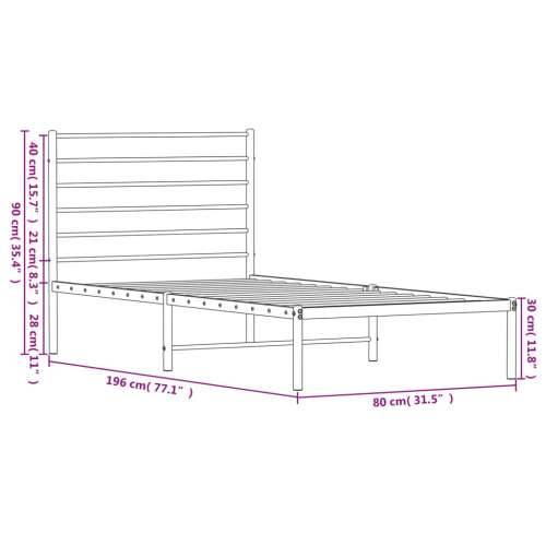 Metalni okvir za krevet s uzglavljem bijeli 75x190 cm Cijena