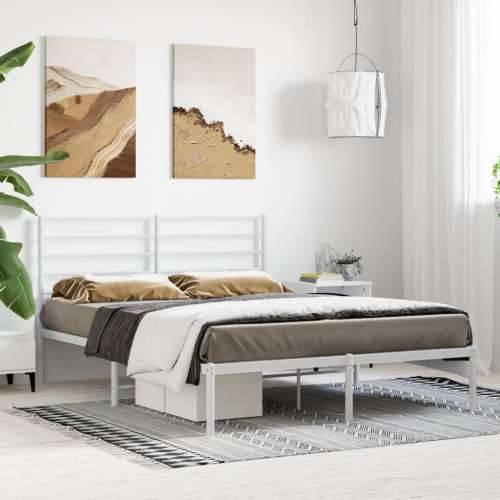 Metalni okvir za krevet s uzglavljem bijeli 135x190 cm Cijena