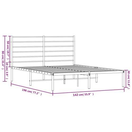 Metalni okvir za krevet s uzglavljem bijeli 135x190 cm Cijena
