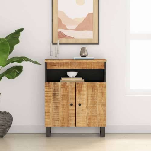 Komoda s 2 vrata 60 x 33 x 75 cm od masivnog drva manga - Svjetlosmeđa 1 Cijena