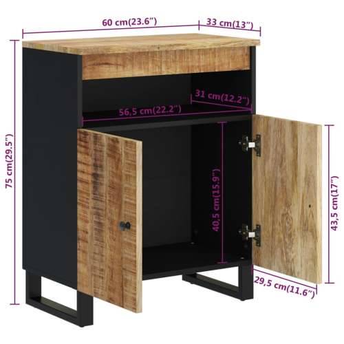 Komoda s 2 vrata 60 x 33 x 75 cm od masivnog drva manga - Svjetlosmeđa 1 Cijena