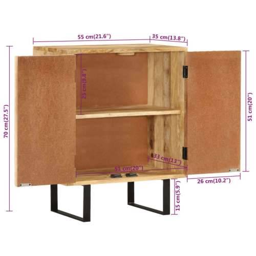 Komoda s 2 vrata 55 x 35 x 70 cm od masivnog drva manga Cijena