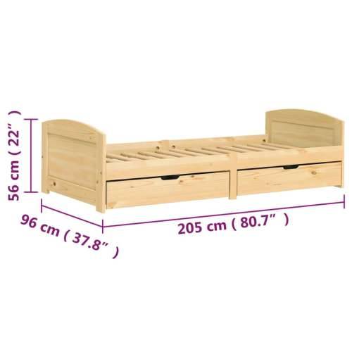 Dnevni ležaj s 2 ladice IRUN 90x200 cm masivna borovina - Smeđa Cijena