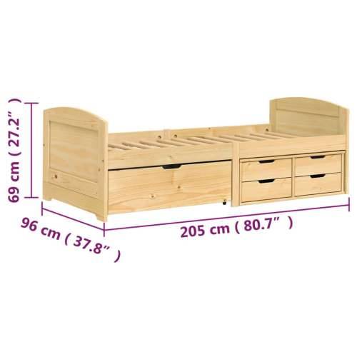 Dnevni ležaj s 5 ladice IRUN 90x200 cm masivna borovina - Smeđa Cijena